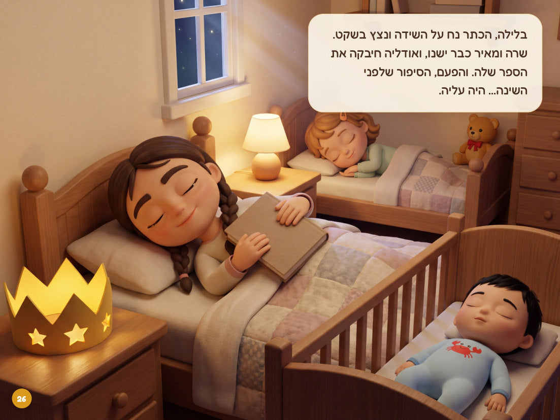 בלילה, הכתר נח ליד המיטה ואודליה ישנה