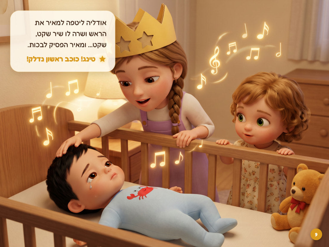 אודליה שרה למאיר בעריסה עד שהוא נרגע